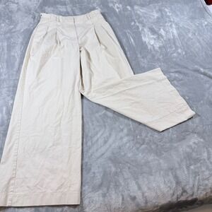 Abercrombie Fitch Wide Leg Pleated Pants Cream Size 27R
